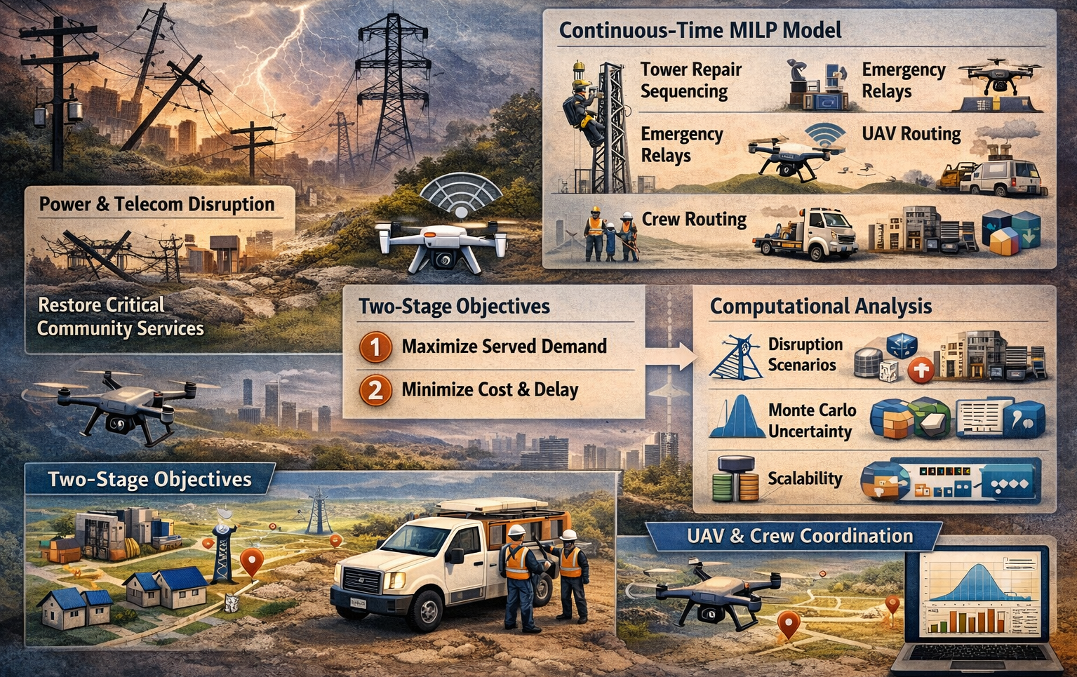 Illustration for resilience optimization and UAV routing research